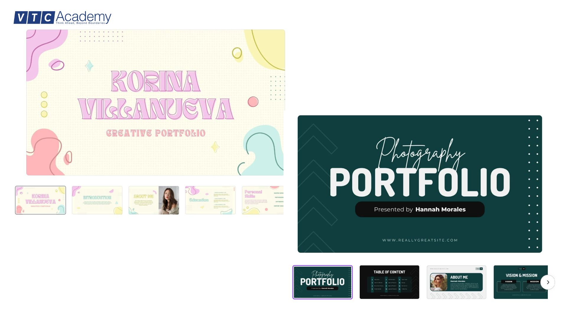 Portfolio là gì? 4 bước tạo ra một Portfolio ấn tượng và chuyên nghiệp 11 một-số-mẫu-canva